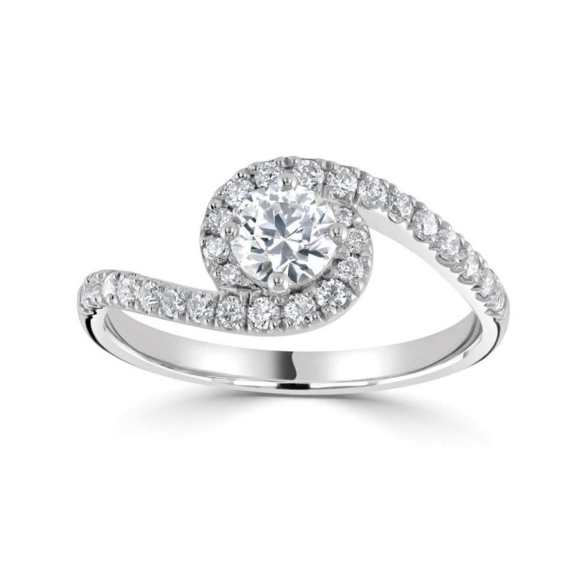 twist halo engagement ring